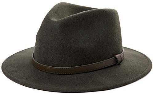 Comhats Unisex Filzhut Fedora für Herren und Damen-Winter Wolle Trilby Hat mit Krempe-Männer Panama Mafia Hut, Trilby Filz Hut Armeegrün M 56-58.