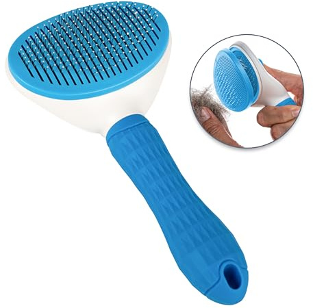 LINUMA® Brosse bleu pour chiens & chats – pour sous-poil et poils morts – douce et efficace