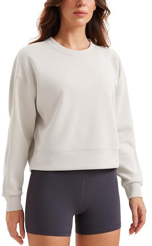 CRZ YOGA SoftAura Rundkrage-tröjor | Persiko-luddig textur, Casual, Avslappnad passform, Pullover, Sweatshirts för kvinnor
