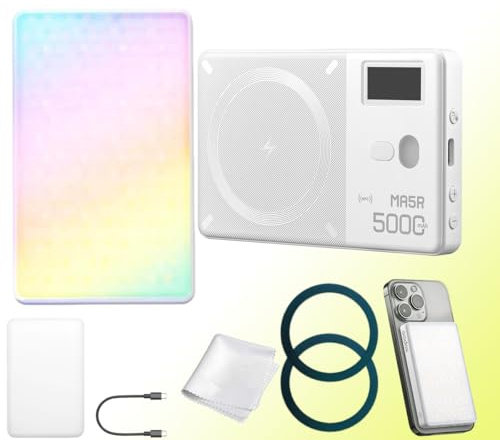 Godox MA5R 2-i-1 RGB LED-videolampa med magnetisk laddning, CCT 1800K-1000K, 14 ljuseffekter, fullfärg selfie-fyllning, stöder NFC-APP-kontroll (vit)