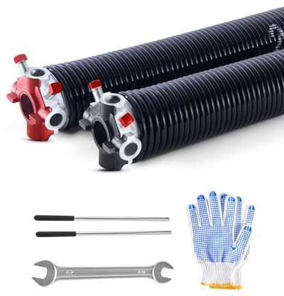 VEVOR Molle di Torsione per Porte da Garage, Coppia di Φ5,72 x Φ50,8 x 685 mm, 16000 Cicli, Rivestimento Elettroforetico Nero per SostituI, con Barre di Avvolgimento, Guanti e Chiave di Montaggio