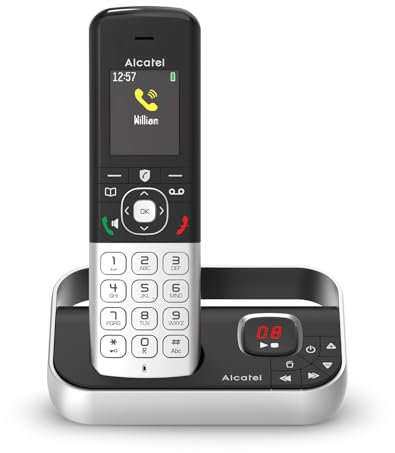 ALCATEL FX990 Voice - Schnurloses DECT-Telefon mit Anrufbeantworter 50 Min. - Hochauflösendes Farbdisplay - Freisprechfunktion - Anrufsperre - VIP-Klingelton - Schwarz/Grau