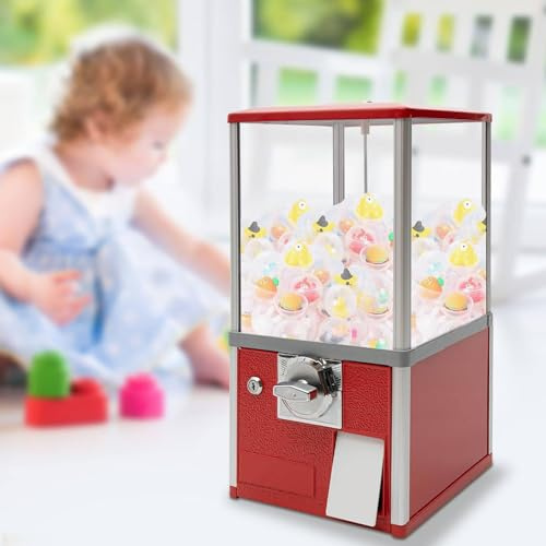 YHNNH, Máquina expendedora de monedas de 25 centavos,Máquina comercial de chicles de 21 pulgadas,Máquina independiente de chicles de caramelo,Máquina de dulces de máquina de premios,Rojo(Red)
