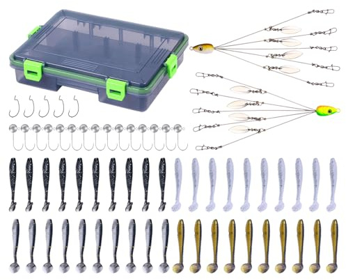 Kit D'appâts De Pêche,Ensemble Hameçons Eau Salée | Accessoires De Pêche Portables pour Débutants Hommes Pêcheurs Eau Douce Rivière Lac Bar Perche Crappie