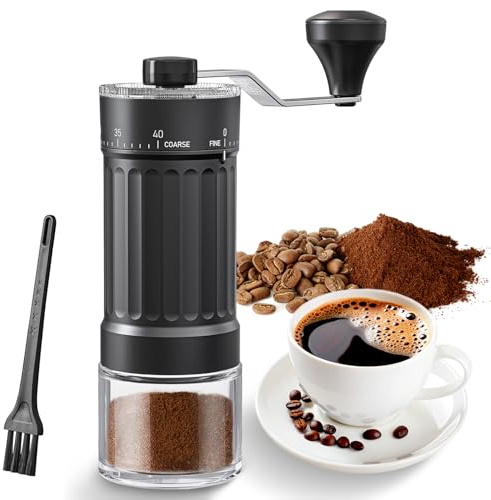 Molinillo de café manual, portátil manual con capacidad de 30 g, 40 ajustes ajustables, molinillo cónico con mango ergonómico para espresso, verter sobre y más