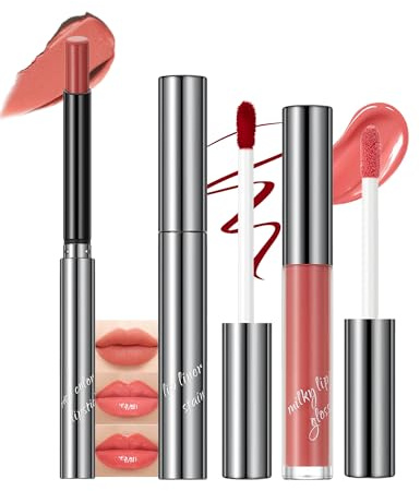 3Pcs Crayon a Levre Peel Off En Nude Rose Rouge a Levre Mat Longue Tenue, Hydratant Lip Gloss Oil Repulpant Levres, Waterproof Anti-transfer, Highly Pigmented Lip Stain Set, Cadeau Maquillage Femme-01