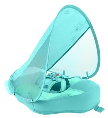 GOWENIC Baby Swim Float Icke-uppblåsbar Professionell Simtränare för 3-24 Månader Baby med Avtagbar Kapell Idealisk för Poolbruk