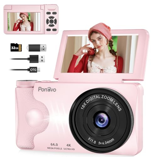 32GB Camara de Fotos 4K 64MP Digital Rosa