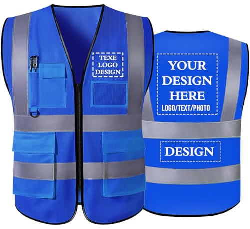 Meuvexa Chaleco de Seguridad Personalizado con Logotipo para Hombre— Chaleco de Trabajo Reflectante con Bolsillo — Chaleco de Alta Visibilidad (Tallas S-5XL)