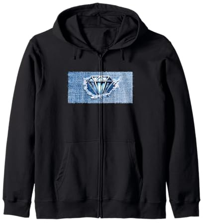Camisas de Mezclilla para Hombre con Diamantes Blue Jean Sudadera con Capucha
