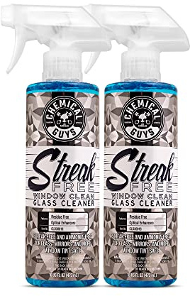 Chemical Guys Glass Cleaner Streak Free Window Spray - Works on Glass, Mirrors, Screens - Ammonia-Free, Safe on Tinted Windows, Car Windshield Cleaner for Trucks, SUVs, Home - 16 oz (Pack of 2)