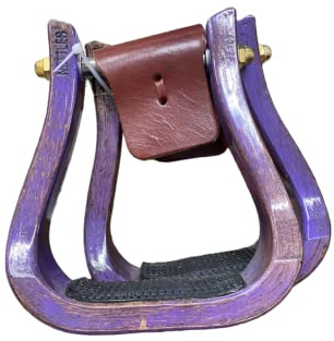 Nettles Distressed Purple Colored Barrel Racer Stirrups - 2 Tread, No Leveler