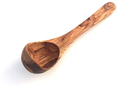 Kelle Länge wählbar, Suppenkelle, Schöpflöffel, Saunakelle, Saunalöffel, Aufgusskelle, handgemacht aus Olivenholz (Länge: 30 cm)