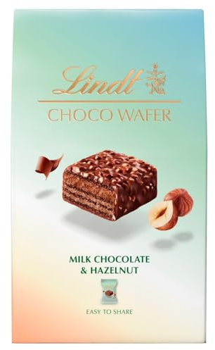 Lindt Choco Wafer Milk Chocolate & Hazelnut Box | 135g | Contains 9 Milk Chocolate & Hazelnut Choco Wafers | Gift Present or Sharing Box for Him and Her | Mother's Day, Birthday, Thank you