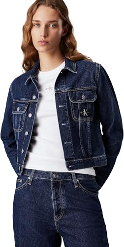 Calvin Klein Jeans Veste en Jean Femme Cropped 90'S Denim Jacket Courte, Bleu (Denim Medium), XXL