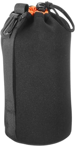 PATIKIL Camera Lens Bag, 1 Pcs 3.7 ID x 9.8 H Drawstring Lens Pouch with Thick Protective Neoprene, Lens Case for DSLR Camera Lens, Water Coffee Cups Black, Orange
