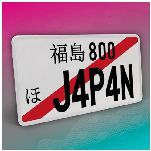 Finest Folia Matrícula japonesa JDM 30,5 x 15,5 cm Japón Tuning para decoración de coche, placa de aluminio y metal, texto deseado (J4P4N, negro, con rayas)