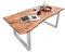 SAM B-Ware Esstisch 140x80 cm Mundra, Baumkantentisch aus Akazienholz, massiv + naturfarben, U-Metallgestell Silber, Esszimmertisch mit echter Baumkante