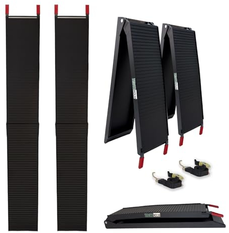 TRUTZHOLM 2 x Auffahrrampen 205 cm Traglast 680 kg Alu schwarz klappbar geriffelt Motorradrampen