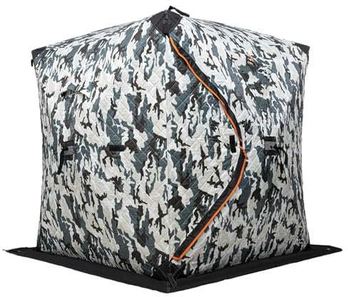 Portable Ice Fishing Tent, 3 Person shelter Tent with Windproof Fabric Strips,Protect Against Water/Cold Wind, 35 Square Feet Insulated Ice Fishing Shelter Area, for Ice Fishing