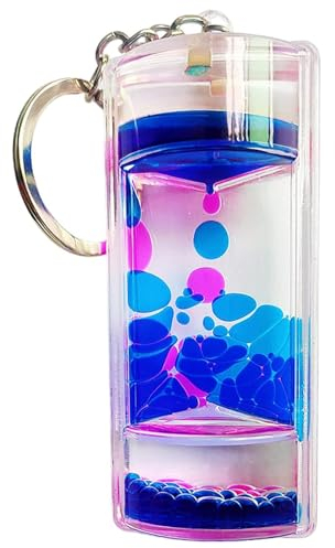 Liquid Motion Timer Keychain Creative Charm Keyrings Sensory Toy Liquid Hourglass Bubble Pendant Keychain Car Key Chain Handbag Decoration Accessories for Kids and Adults (A)