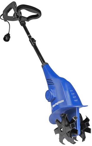 Westinghouse 6-Inch, 2.5 Amp Corded Electric Mini Tiller Cultivator for Gardening, Lightweight, 4 Steel Blades