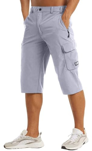 RUMAOZIA Pantalon 3/4 pour homme - Short cargo stretch décontracté - Pantalon trois-quarts - Pantalon d'été à séchage rapide - Pantalon de cyclisme en coton - Pantacourt d'été - Pantalon de sport -