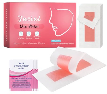 Expert Kaltwachsstreifen Gesicht - Gesichtshaarentfernungsstreifen,Wachsstreifen zur Haarentfernung für alle Hauttypen inkl. sensibler Haut,sanfte Haarwurzelentfernung,Rosenduft
