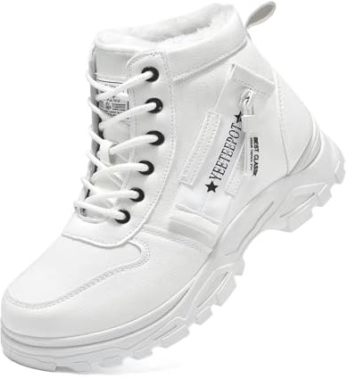 Yeeteepot Stivali Donna Invernali Caldo Scarpe Antiscivolo Neve Stivaletti Comodo Camminata Stivali Casual Scarpe Sportive Bianco 36 EU = 37 CN