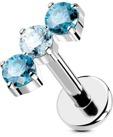 OUFER Kroppspiercing titan labret piercing smycken trådlös läppstift 18 g nässtång piercing smycken push in helix örhängen 6 mm tragus knopp platt baksida Medusa broskörhängen