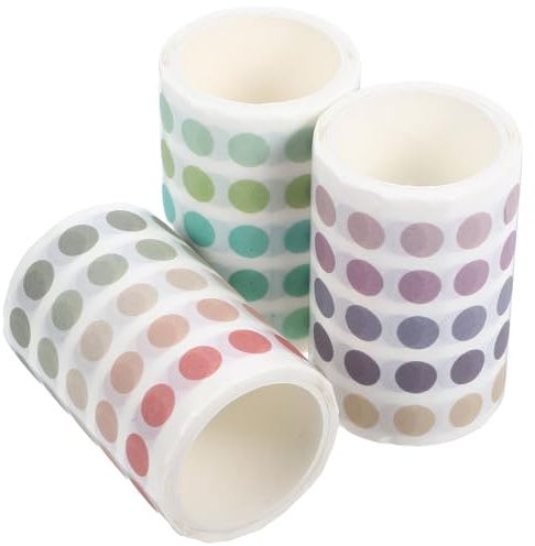 MAGICLULU 3 Rolls Dot Washi Tape Stickers with Self-adhesive Round Circles Dot Labels for Crafting Supplies Journals Planners Scrapbooking Photo Albums Ample Supply for Creative Projects
