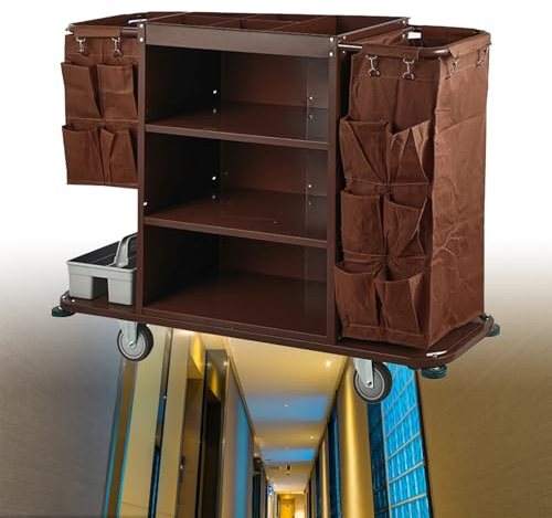 LADECNERHT Carrello per Pulizie Alberghiere a 3 Ripiani, Carrello Multifunzionale Industriale con Serratura per Hotel, Carrello Tradizionale per Pulizie E Servizio in Camera Commerciale