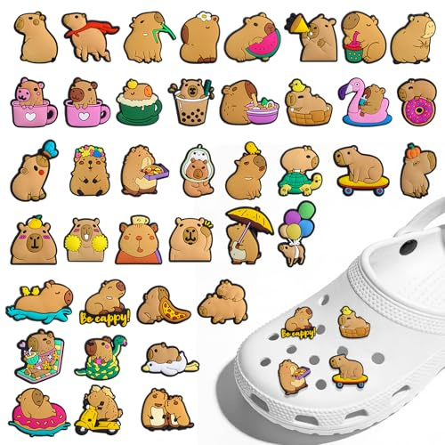 40 colgantes para zuecos de zapatos Capybara, conectores Crocs