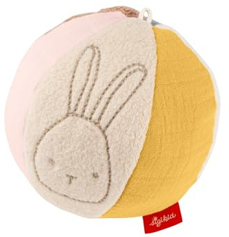 sigikid Sigibaby - Pelota de Tela para bebé, 11 cm de diámetro, con sonajero, Juguete de motricidad, Regalo para bebés a Partir de Nacimiento
