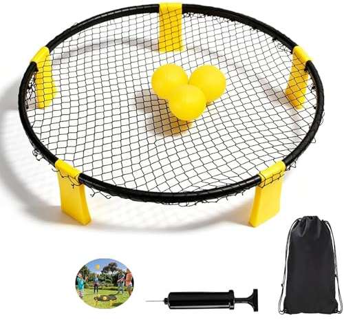 EHIOG Set da Gioco Roundnet, Set Include Palle, reti, Borsa, Pompa a Sfera e Regole –Divertimento in Giardino e in Spiaggia
