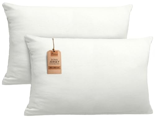 NatureMark 2er Set Jersey Kissenbezüge – Elastisch, weich, atmungsaktiv und hautfreundlich – Waschbare Kissenhülle - 40x60 (ideal für Nackenkissen) – Natur/Creme