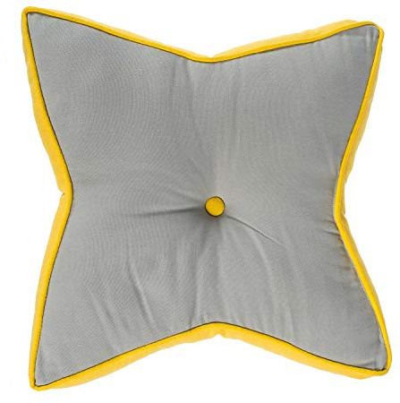Homescapes Bodenkissen Stern 100% Baumwolle mit Polyester Füllung grau und gelb