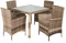 ESTEXO Polyrattan Gartenmöbel Set Sitzgruppe Rattan Gartenset Essgruppe Stuhl Tisch Set Garten Tisch und Stuhl Set 4 Personen Glas Glastisch (Beige-Braun)