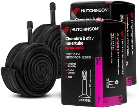 HUTCHINSON - Cámara de aire - Ciudad/Trekking - Estándar - Resistencia y protección contra pinchazos - Válvula Shräder - Grosor 0,9 mm - 32 MM - 700 x 37-50 - Juego de 2
