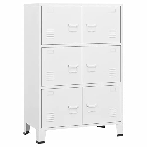 Gecheer Arkivskåp metall kontorsskåp byrå multifunktionellt skåp metallskåp industriell stil vit 75 x 40 x 115 cm