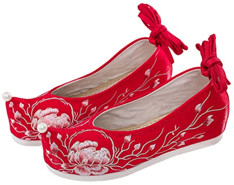 Levemolo 1 Par Zapatos de Tela Bordados con Puntera levantada Sandalia Plana Zapatos Planos para Mujer Casual Zapatillas de Gimnasio para Mujer Hanfu Chino Calzado Bordado Traje de Cosplay