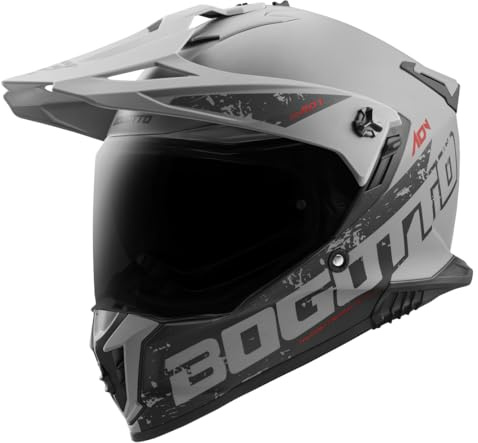 Bogotto FG-601 Duo Casque d’Enduro en Fibre de Verre, Grau Matt, L