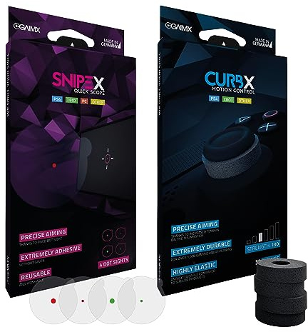 GAIMX® Bundle CURBX® 130 SNIPEX; Motion Control — Målhjälp och stötdämpare för peksticka — Aim Förbättrad för Playstation 4 och Xbox One för exakt och snabbt mål vid snabbscopning