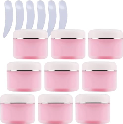 Leere Gläser mit Deckel, Kosmetikdose, 12 Stück, Leere 150 ml rosa doppelwandige Kosmetikdosen aus Kunststoff mit silbernem Band, Behälter for Gesichtscreme (Farbe: Rosa, Größe: 50 ml) (Color : Roze