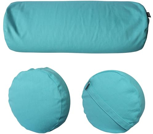VLFit Cuscino per yoga, cuscino ecologico di grano saraceno, 61 cm x 23 cm, sfoderabile e lavabile, ideale per yoga, meditazione e supporto generale (Verde Acqua)
