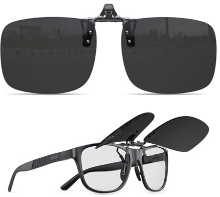 Goiteia Polarisierte Sonnenbrille zum Aufklipsen für Männer und Frauen, superdunkle Gläser für mehr Sonnenlichtschutz, einfaches Aufsetzen und Abnehmen mit einer Hand