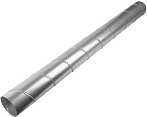 Repa Market Ø 4 Inch / 100 mm - 45 Inch / 1.15m Long Round Spiral Galvanized Steel Air Duct - Straight Rigid Dryer Vent Hose Extension, Warm Air Exhaust, Threaded Metal Duct
