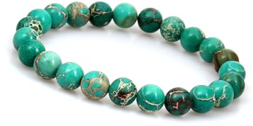 GD GOOD.designs Bracciale con perline chakra in pietra naturale di diaspro sedimentario marino da 8 mm (verde) – bracciale da uomo – braccialetto da yoga