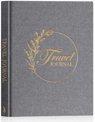 Lanpn Cuaderno de Viaje Diario de Viaje Regalos para Viajeros, Agenda Libreta de Viaje Planificador de Viajes, Travel Journal Album Viajes para Mujeres y Hombres (Gris, 110 Páginas)