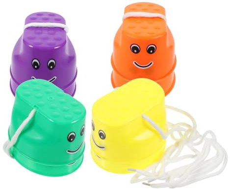 WOONEKY 4 Stelzen Für Kinder Trittsteine ​​für Kinder Kinderspielzeug Balancierende Balancesteine ​​für Kinder Spielset Für Kinder Laufbecher Plastik